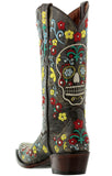 Womens Catrina Black Cowboy Boots Distressed Leather - Snip Toe