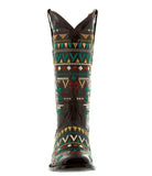 Womens Navajo Brown Cowboy Boots Leather - Square Toe