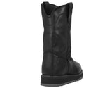 Mens Black Work Boots Real Leather Oil Resistant Pull On - #700W