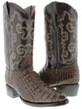 Mens #120 Brown Alligator Belly Print Leather Cowboy Boots - J Toe