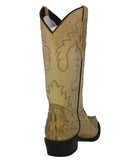Mens #150 Sand Crocodile & Ostrich Print Leather Cowboy Boots - J Toe