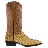 Mens #130 Sand Alligator Tail Print Leather Cowboy Boots - J Toe