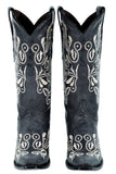 Womens Granada Denim Blue Boots Swan Embroidered - Snip Toe