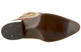 Mens Cognac Sea Turtle Print Leather Cowboy Boos - J Toe