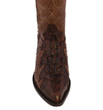 Mens #150 Brown Crocodile & Ostrich Print Leather Cowboy Boots - J Toe