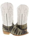 Men's Natural Crocodile Tail Design Leather Cowboy Boots J Toe