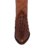 Mens #150 Cognac Crocodile & Ostrich Print Leather Cowboy Boots - J Toe