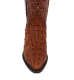 Mens #150 Cognac Crocodile & Ostrich Print Leather Cowboy Boots - J Toe
