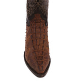 Mens #150 Brown Crocodile & Ostrich Print Leather Cowboy Boots - J Toe