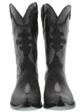Men's Black Genuine Stingray Single Stone Leather Cowboy Boots 3X Toe