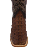 Mens #110N Brown Alligator Back Print Leather Cowboy Boots - Square Toe