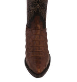 Mens #110 Brown Alligator Back Print Leather Cowboy Boots - J Toe