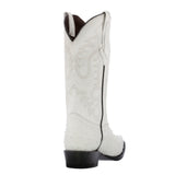 Mens Off White Ostrich Quill Print Leather Cowboy Boots J Toe