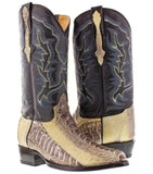 Men's Natural Genuine Ostrich Foot Exotic Skin Cowboy Boots - J Toe