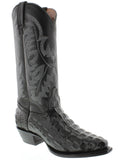 Women's Black Crocodile Back Print Leather Cowboy Boots Snip Toe