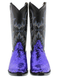 Women's Blue Sequins Western Rodeo Cowboy Boots Snip Toe