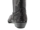 Women's Black Sequins Western Rodeo Cowboy Leather Boots J Toe