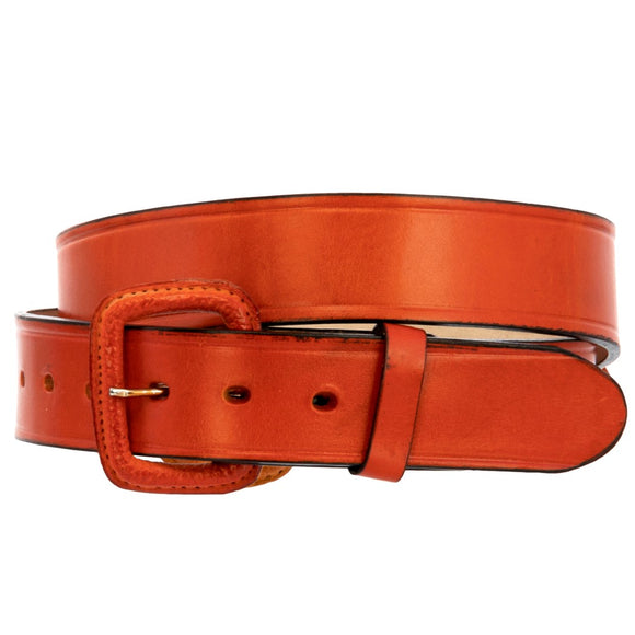 Orange Western Wear Cowboy Belt Solid Leather - Removable Buckle