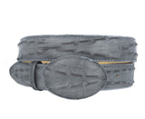 Gray Western Belt Crocodile Tail Print Leather - Rodeo Buckle