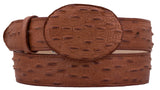 Cognac Western Belt Iguana Print Leather - Rodeo Buckle