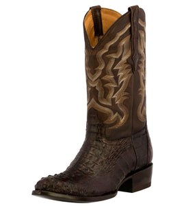 Mens Brown Crocodile Hornback Skin Cowboy Boots - Round Toe