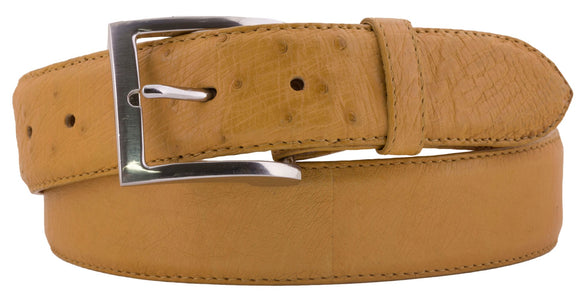 Buttercup Western Cowboy Belt Real Ostrich Skin Leather - Silver Buckle