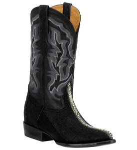 Mens Black Stingray Skin Row Stone Leather Cowboy Boots J Toe - #205G