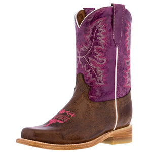 Kids Toddler Western Cowboy Boots Square Toe Purple - #105