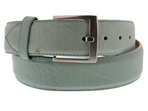 Baby Blue Western Cowboy Belt Real Ostrich Skin Leather - Silver Buckle