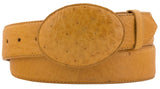 Mango Western Cowboy Belt Real Ostrich Skin Leather - Rodeo Buckle