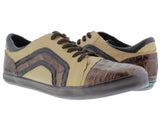 Dolce Pelle - Men's Brown Beige Genuine Crocodile & Lizard Skin Fashion Shoes