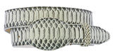Natural Western Cowboy Belt Snake Print Leather - Rodeo Buckle