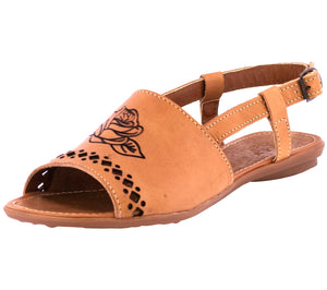 Womens Authentic Huaraches Real Leather Sandals Light Brown - #1021