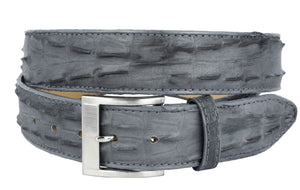 Gray Western Belt Crocodile Tail Print Leather - Silver Buckle