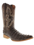 Mens Brown Western Boots Alligator Tail Print Leather 3x Pointed Toe - #130B