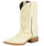 Mens Off White Alligator Hornback Print Leather Cowboy Boots Square Toe