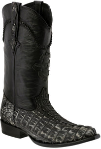 Men's Gray Genuine Crocodile Belly Exotic Skin Cowboy Boots - Snip Toe