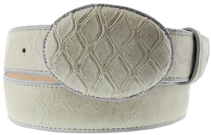Off White Western Cowboy Belt Anteater Print Leather - Rodeo Buckle