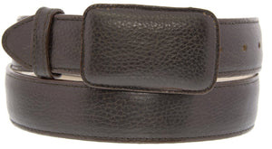 Dark Brown Western Cowboy Belt Solid Grain Leather - Rodeo Buckle