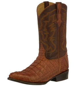 Mens Cognac Crocodile Tail Skin Cowboy Boots - J Toe