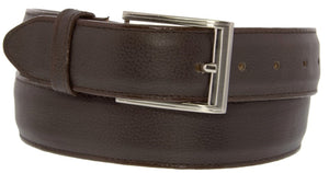 Brown Western Cowboy Belt Solid Grain Leather - Silver Buckle