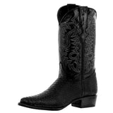 Mens Black Snake Python Print Leather Cowboy Boots J Toe