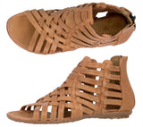 Womens Authentic Huaraches Real Leather Sandals Zipper Light Brown - #200