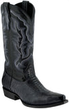 Men's Black Ostrich Leg Print Leather Cowboy Boots X Toe
