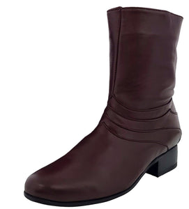 Mens Stefano 2 Burgundy Chelsea Leather Boots - Round Toe
