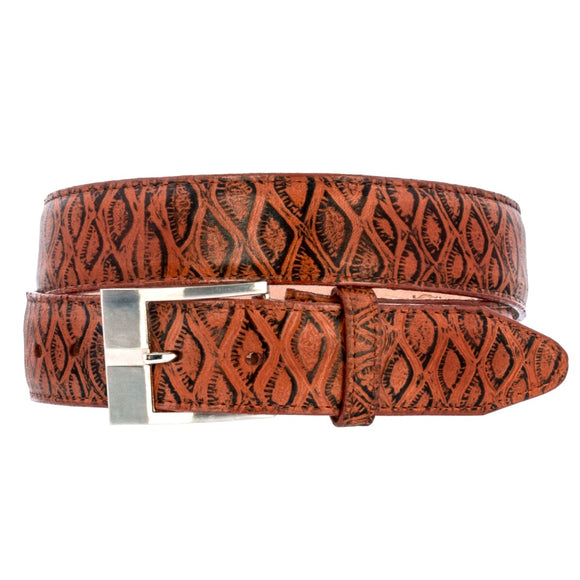 Chedron Cowboy Belt Anteater Print Leather - Silver Buckle