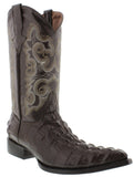 Mens Brown Crocodile Tail Print Leather Cowboy Boots 3X Toe - #130