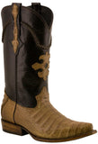 Men's Light Brown Genuine Crocodile Belly Skin Cowboy Boots - Snip Toe