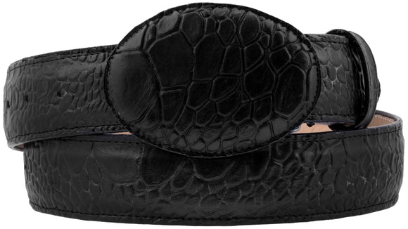 Black Western Cowboy Belt Sea Turtle Animal Print Leather - Rodeo Buckle