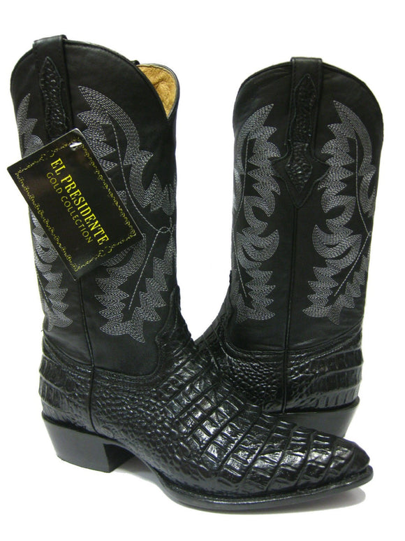 Men's  Black Exotic Crocodile Belly Cut Leather Cowboy Boots Western Wear J Toe
